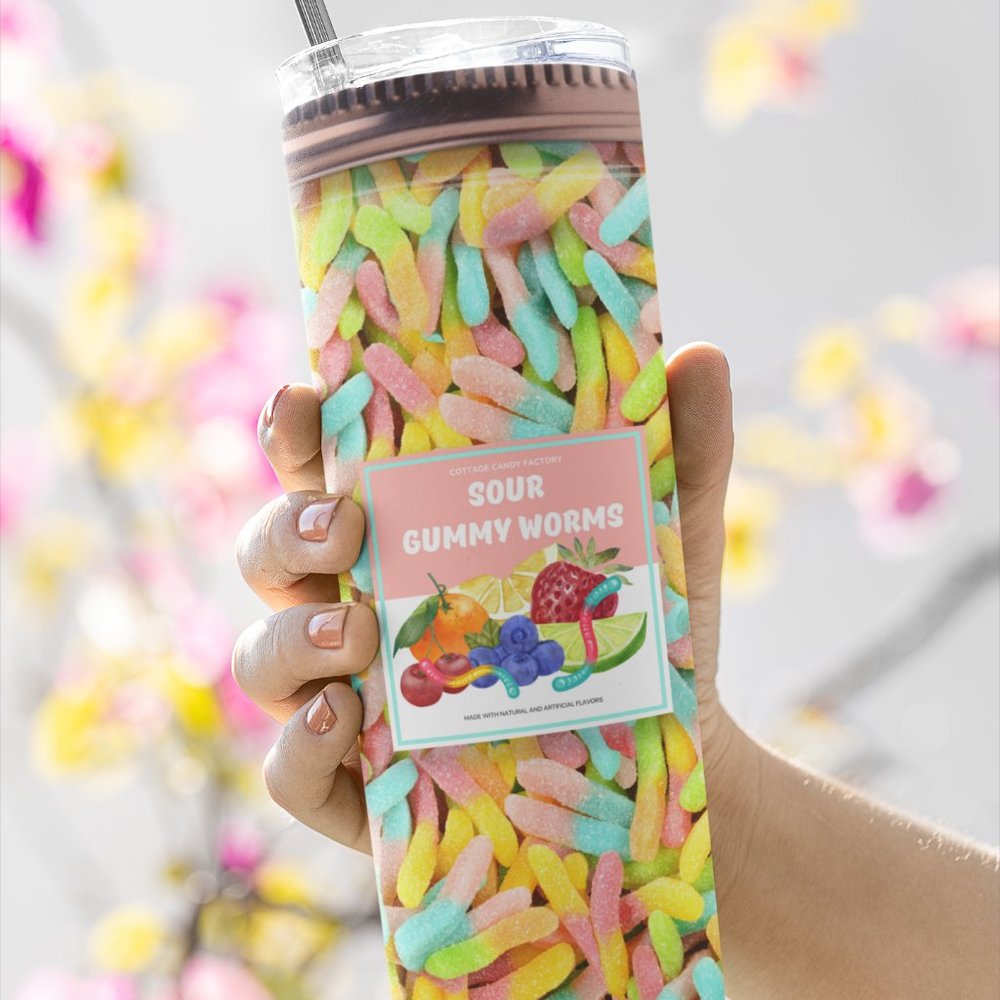Realistic Jar of Gummy Worms Tumbler